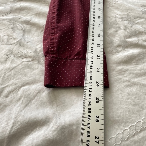 Frank & Oak Men's Medium Long Sleeve Polka Dot Button Down Shirt Burgundy‎ Wine - Picture 10 of 13